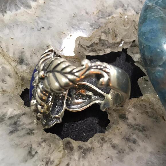 Carolyn Pollack Sterling Silver Oval Lapis Decorated Ring For Women - Picture 7 of 10